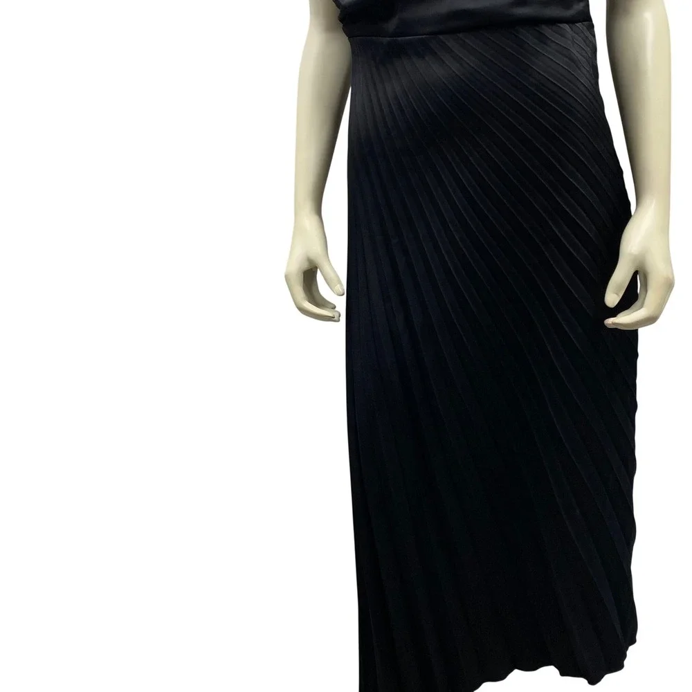 Sam Edelman $138Black One Shoulder Pleated Midi Dress Cocktail‎ Formal 6 NWT